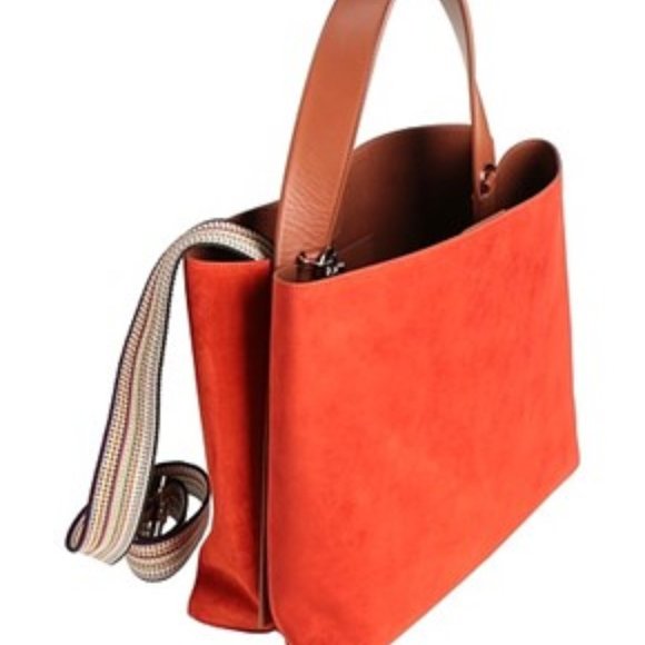 NWT Orciani Suede Tote Orange - Picture 1 of 11